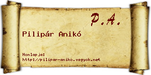 Pilipár Anikó névjegykártya